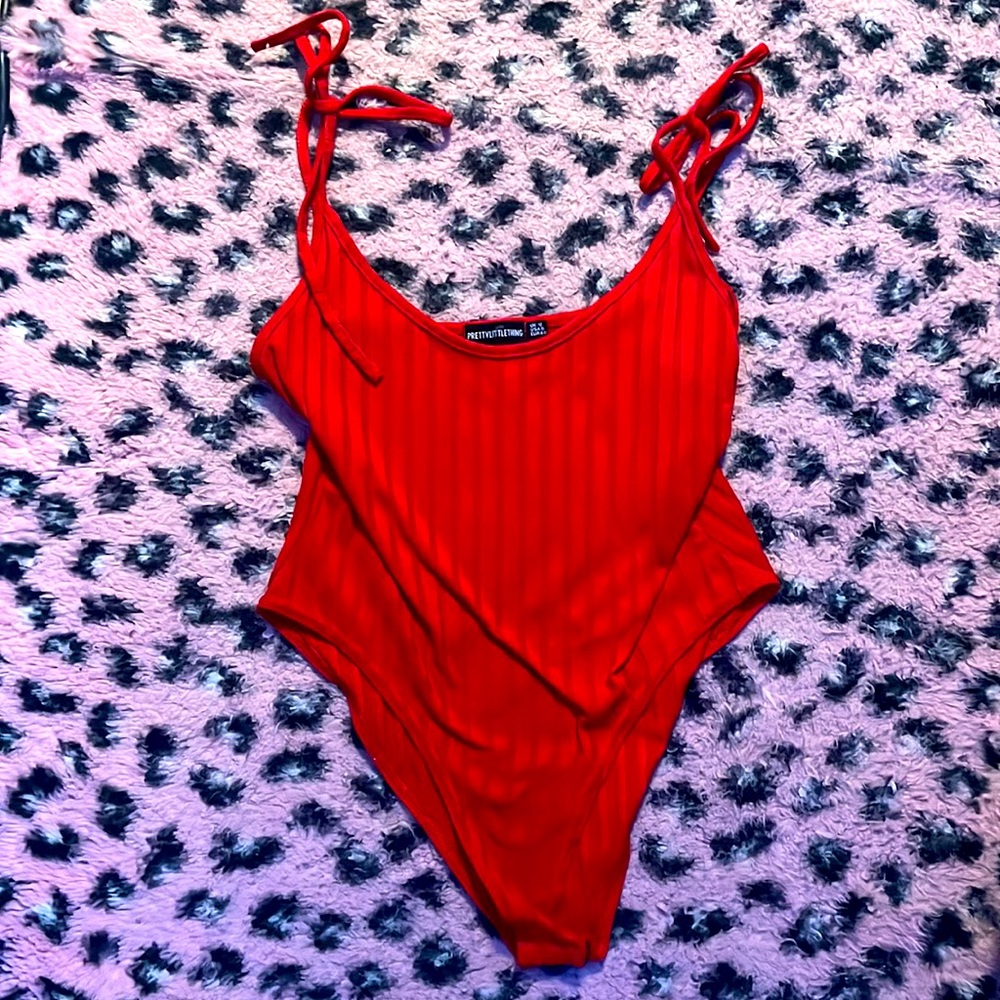 Red prettylittlething body suit